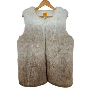 Ruby Rd. Faux Fox Fur Vest‎ Large Ombre Beige & Cream NWOT Vintage